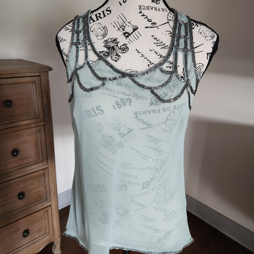 Willow & Clay Beaded Tank Top - Light Blue